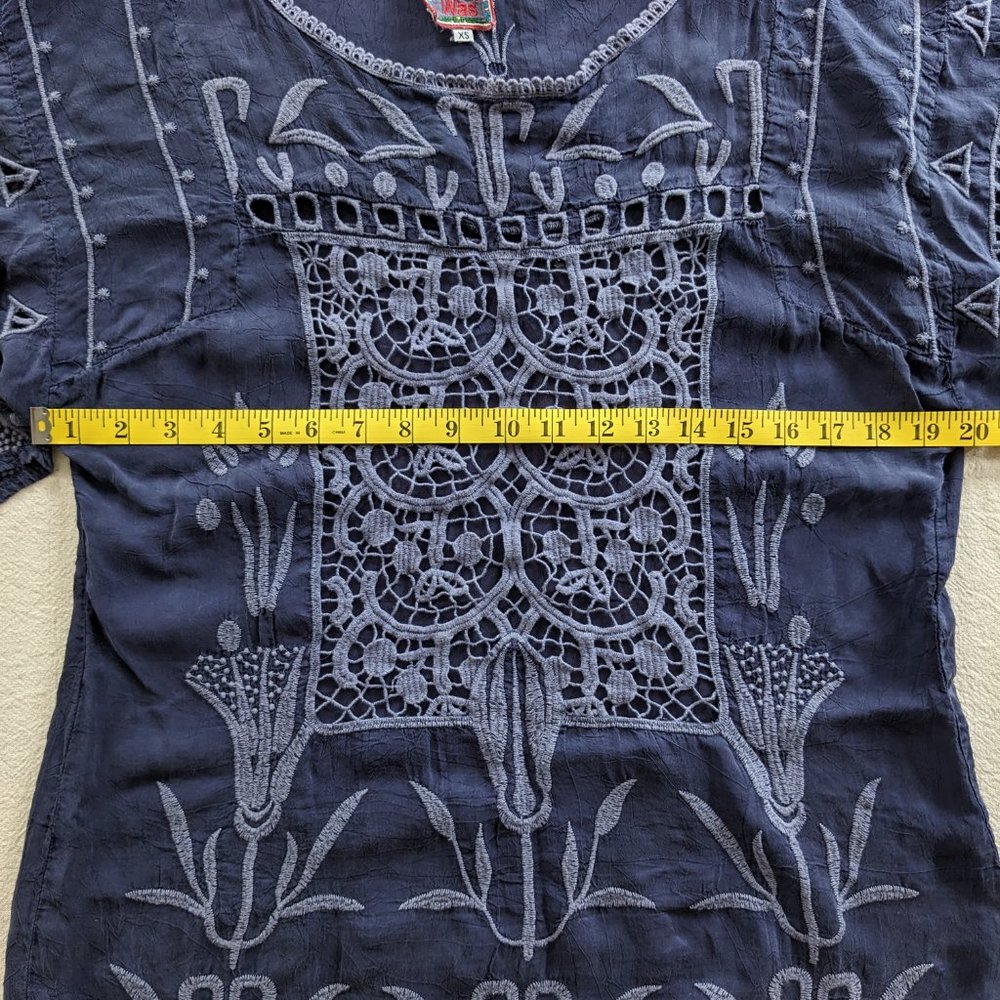 Johnny Was - Embroidered Tunic Top with Lace Panel - Picture 2 of 11